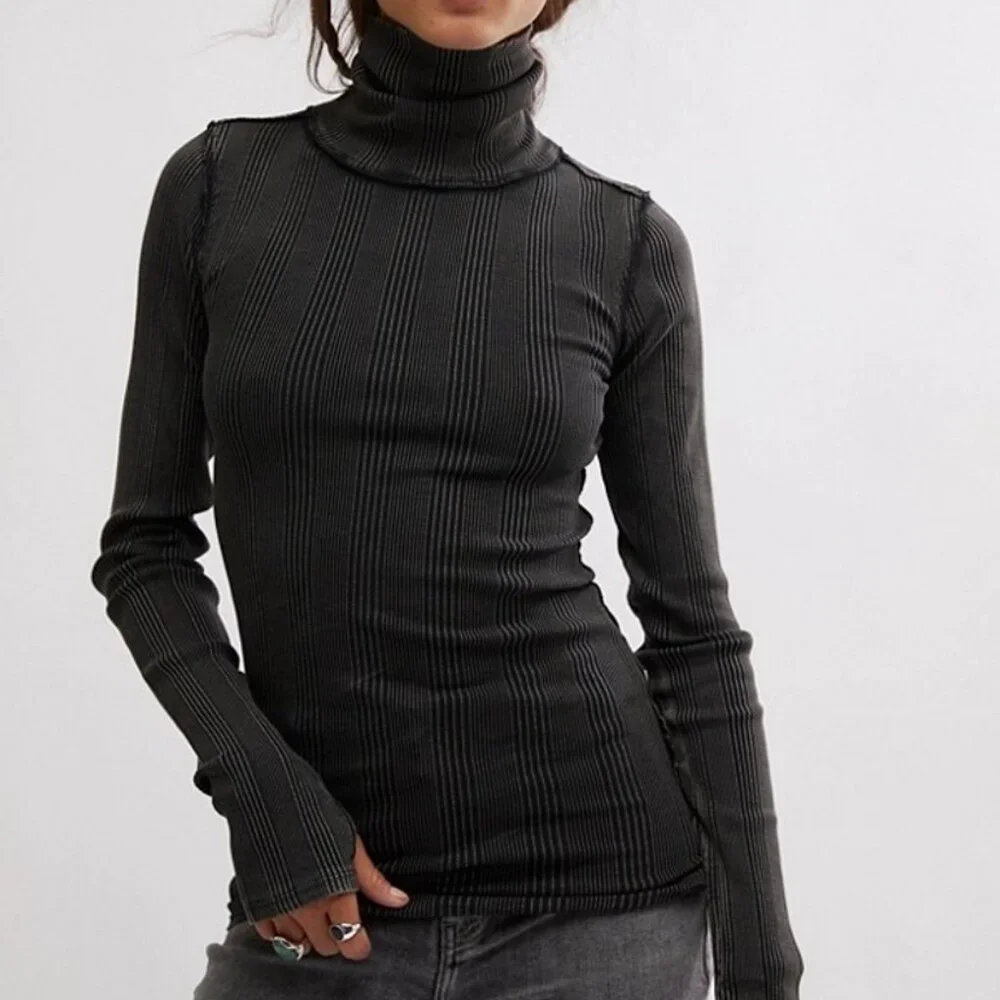 NEW Free People Brynn Turtleneck Sweater IN black 267 1J6